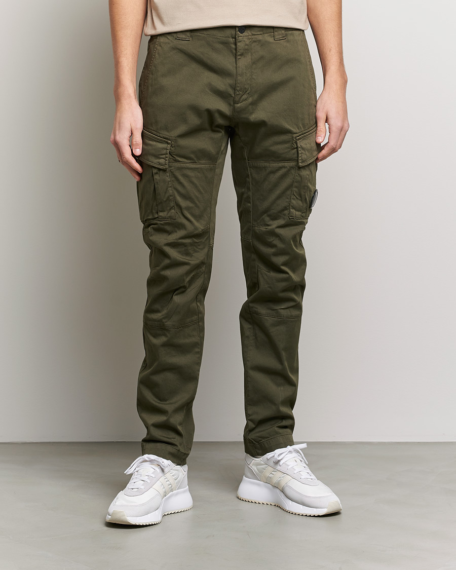 C.P. Company Satin Stretch Cargo Pants Olive at CareOfCarl.com