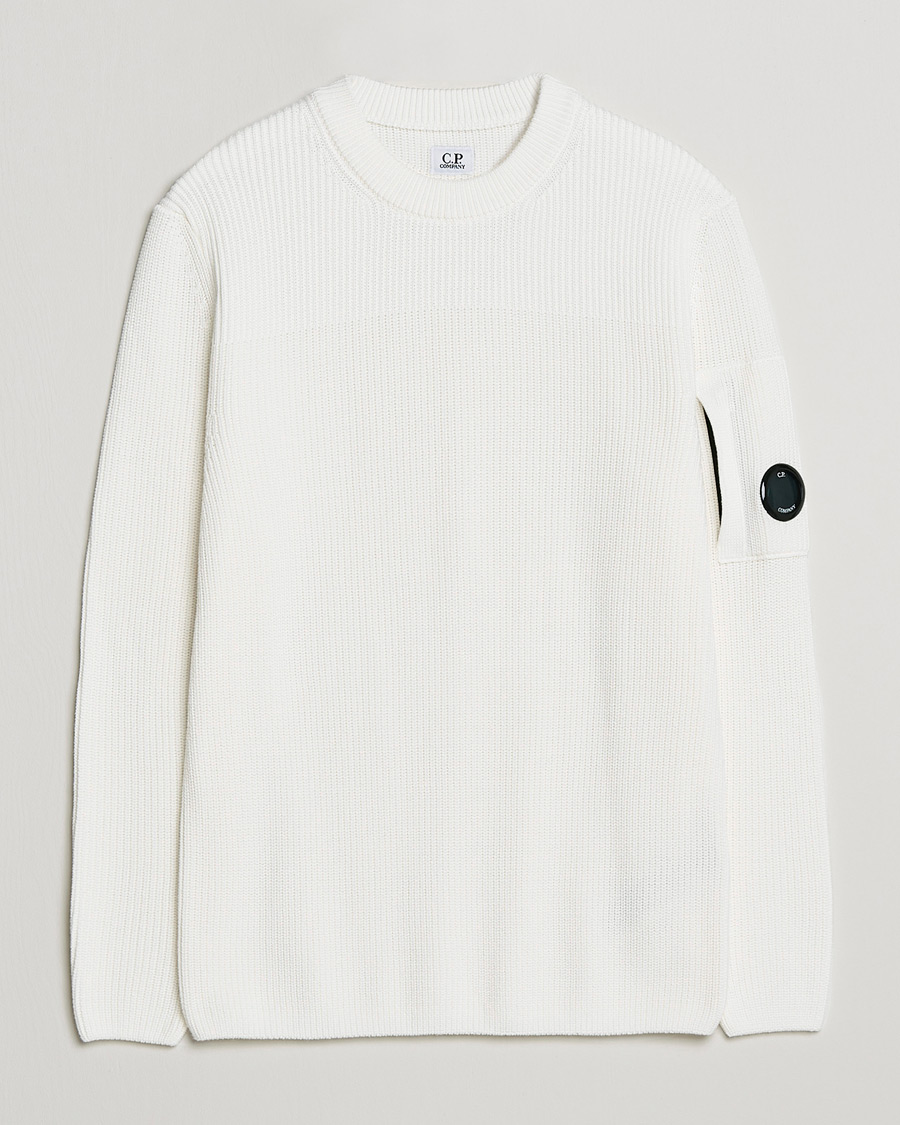 Men | Sweaters & Knitwear | C.P. Company | Sea Island Knitted Cotton Crew Neck White