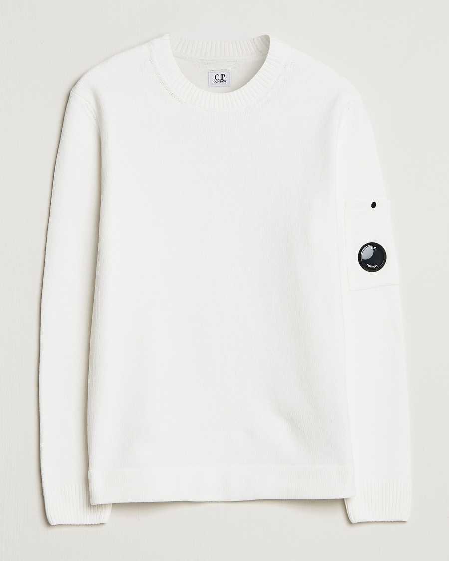Men | Sweaters & Knitwear | C.P. Company | Cotton Chenille Crew Neck White
