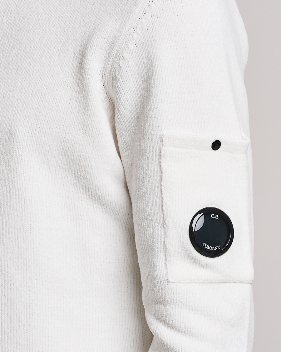 Men | Sweaters & Knitwear | C.P. Company | Cotton Chenille Crew Neck White