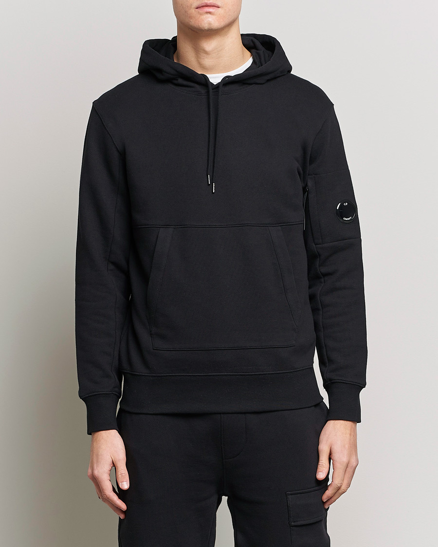 Men | C.P. Company | C.P. Company | Diagonal Raised Fleece Hooded Lens Sweatshirt Black