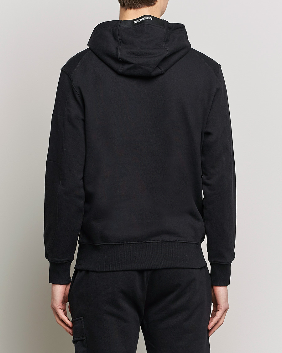Men | Sweaters & Knitwear | C.P. Company | Diagonal Raised Fleece Hooded Lens Sweatshirt Black