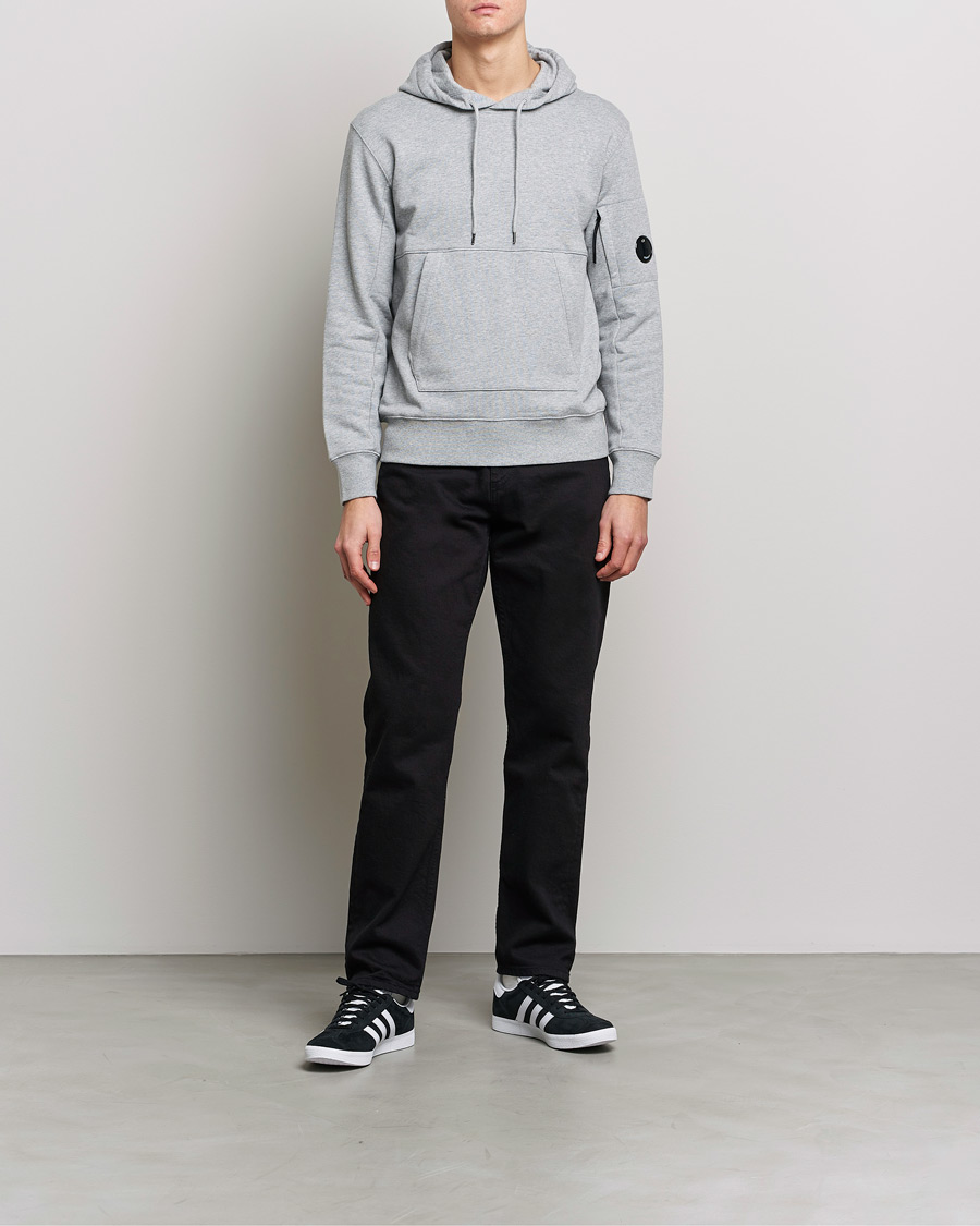 Men | Sweaters & Knitwear | C.P. Company | Diagonal Raised Fleece Hooded Lens Sweatshirt Grey
