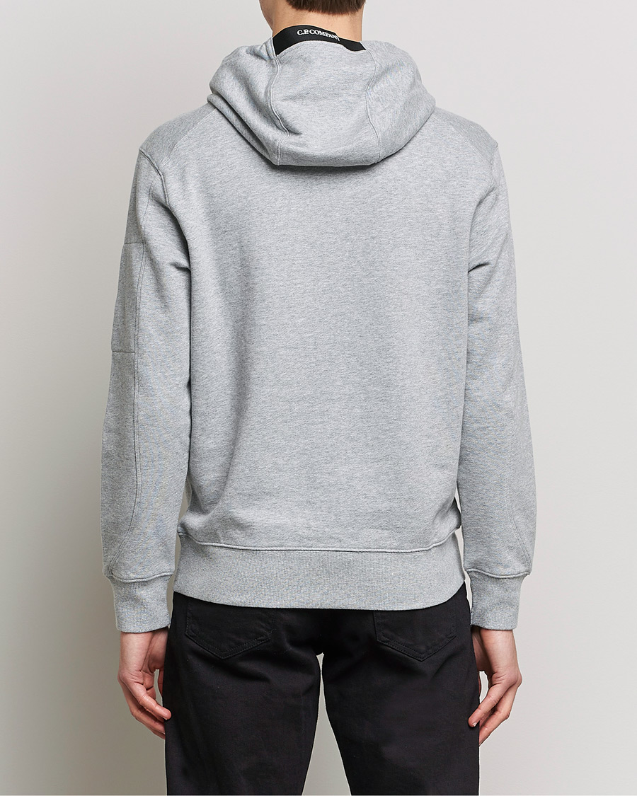 Men | Sweaters & Knitwear | C.P. Company | Diagonal Raised Fleece Hooded Lens Sweatshirt Grey