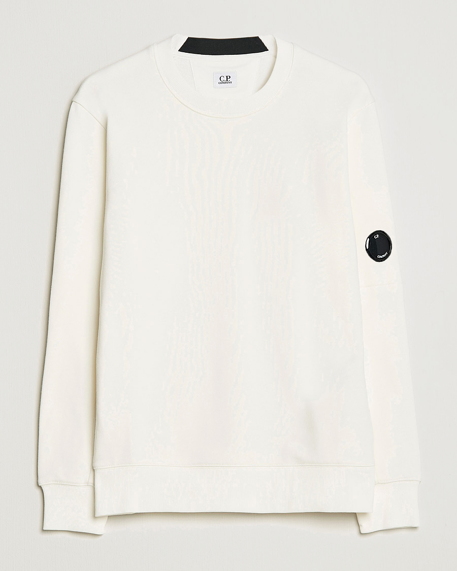 Men | Sweaters & Knitwear | C.P. Company | Diagonal Raised Fleece Lens Sweatshirt White