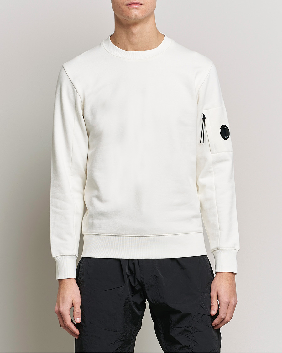 Men | C.P. Company | C.P. Company | Diagonal Raised Fleece Lens Sweatshirt White