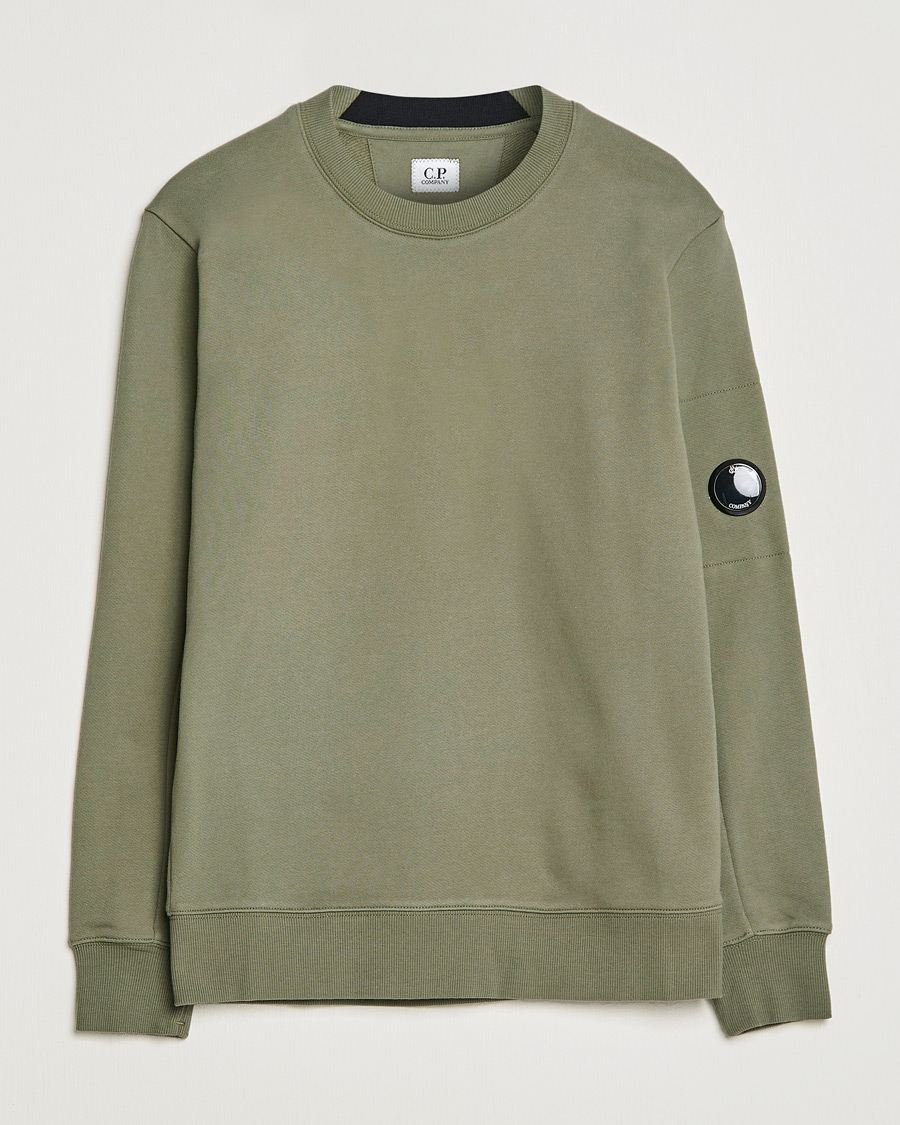 Men | Sweaters & Knitwear | C.P. Company | Diagonal Raised Fleece Lens Sweatshirt Olive