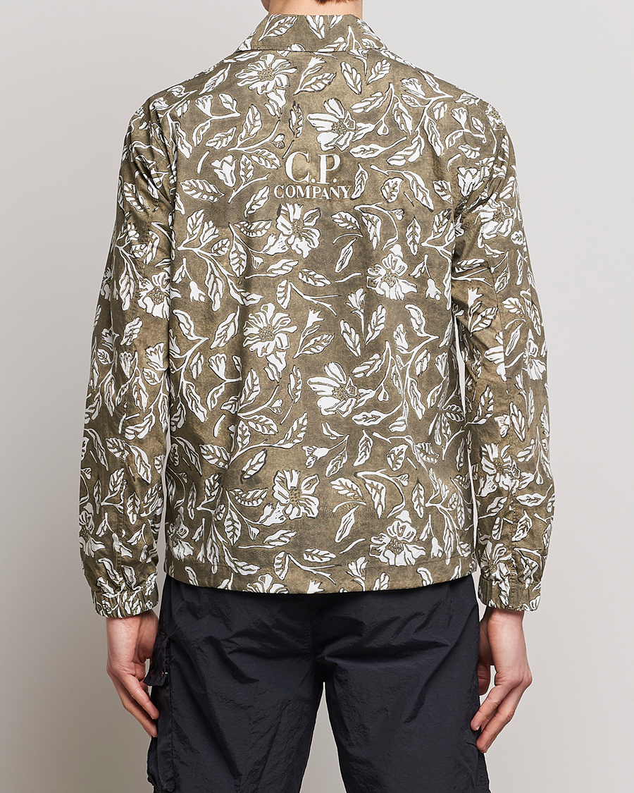 Men | Shirts | C.P. Company | Garment Dyed Printed Popline Overshirt Olive