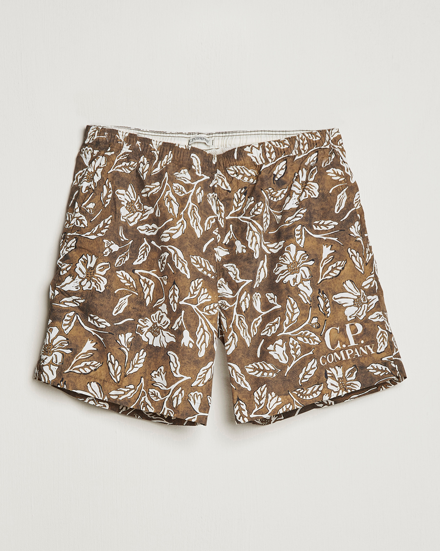 Men | Swimwear | C.P. Company | Garment Dyed Flatt Nylon Printed Swimshorts Olive