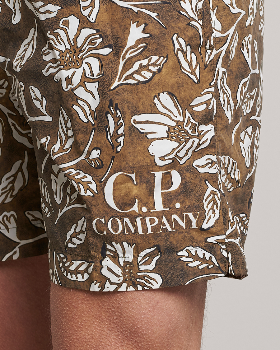 Men | Swimwear | C.P. Company | Garment Dyed Flatt Nylon Printed Swimshorts Olive