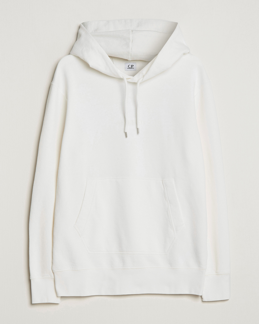 Men | Sweaters & Knitwear | C.P. Company | Garment Dyed Cotton Fleece Printed Hood White
