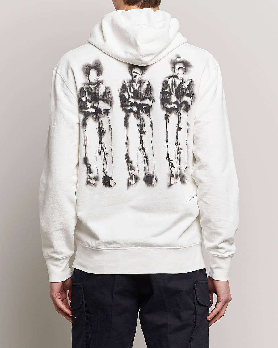 Men | Sweaters & Knitwear | C.P. Company | Garment Dyed Cotton Fleece Printed Hood White