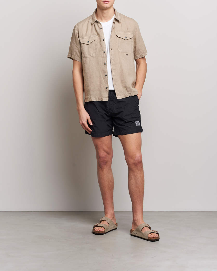 Men | Swimwear | C.P. Company | Flatt Nylon Garment Dyed Swimshorts Black