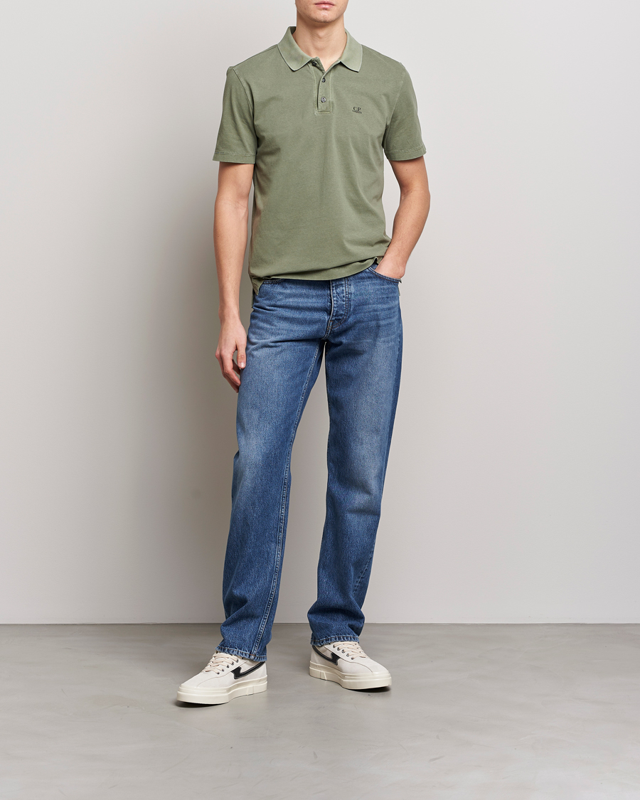 Men | Polo Shirts | C.P. Company | Old Dyed Cotton Jersey Polo Olive