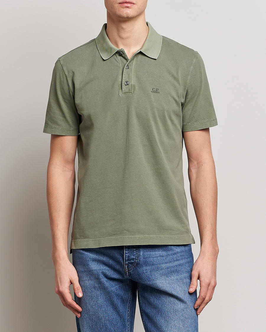 Men | Polo Shirts | C.P. Company | Old Dyed Cotton Jersey Polo Olive
