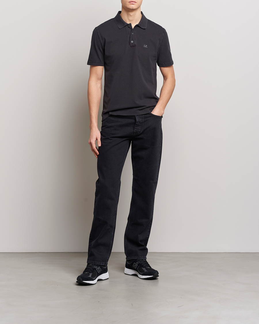Men | Polo Shirts | C.P. Company | Old Dyed Cotton Jersey Polo Black