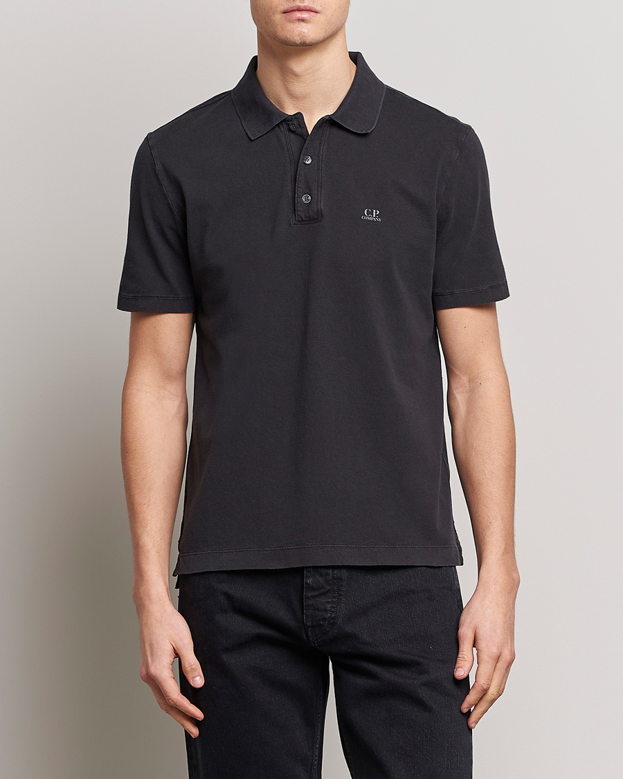 Men | Polo Shirts | C.P. Company | Old Dyed Cotton Jersey Polo Black
