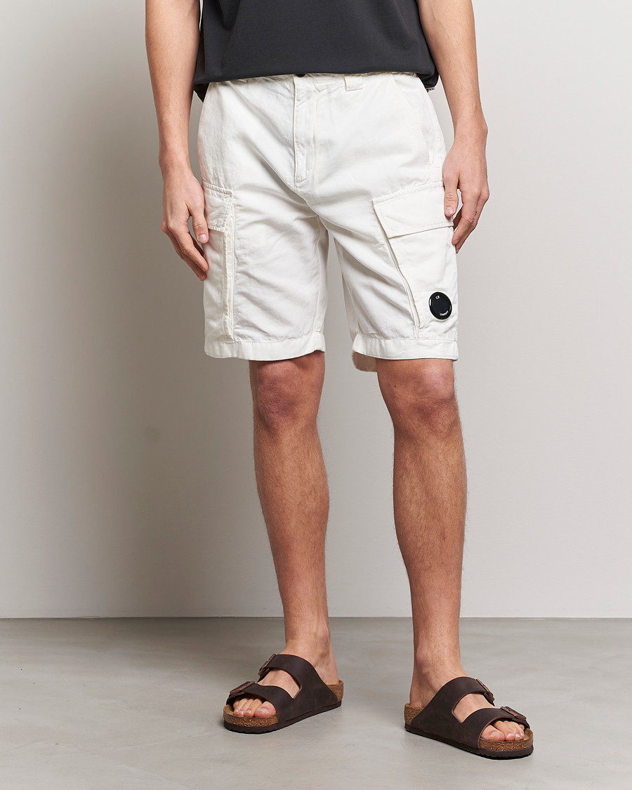 Men | Shorts | C.P. Company | Cotton/Linen Cargo Shorts White