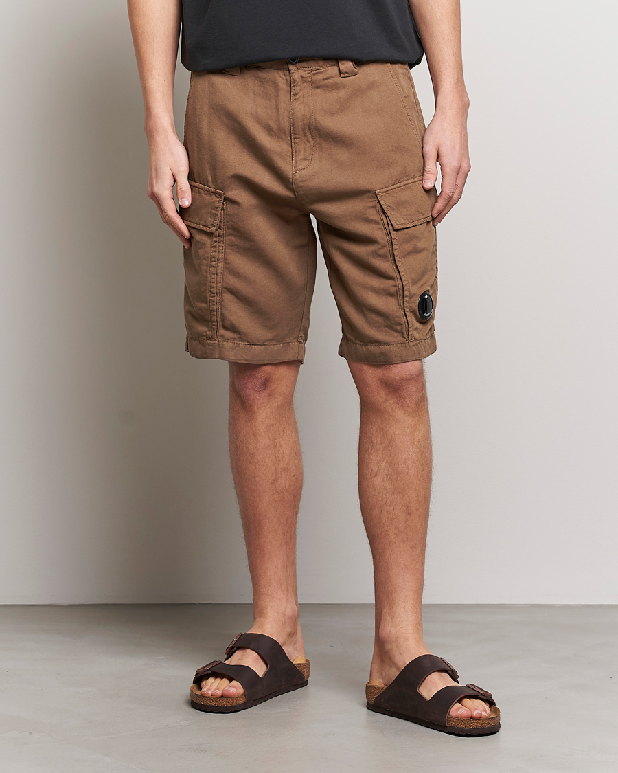 Men | Cargo Shorts | C.P. Company | Cotton/Linen Cargo Shorts Taupe