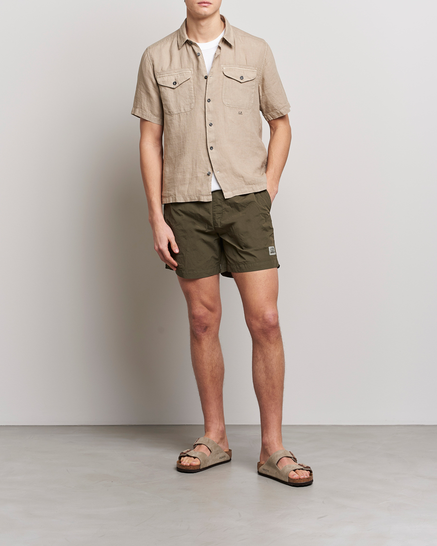 Men | Shirts | C.P. Company | Short Sleeve Pocket Linen Shirt Taupe