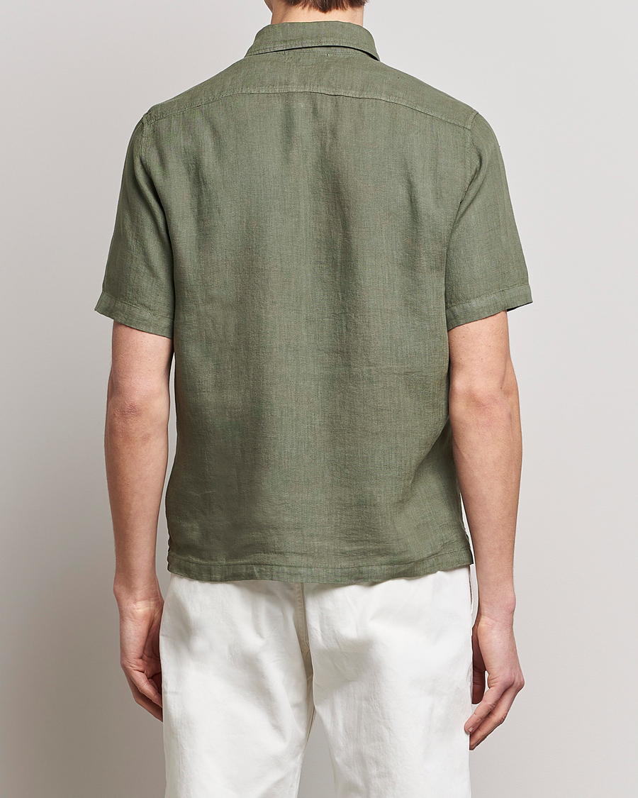 Men | Shirts | C.P. Company | Short Sleeve Pocket Linen Shirt Olive