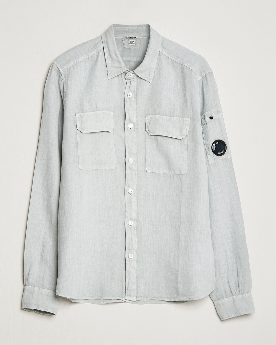 Men | Shirts | C.P. Company | Long Sleeve Linen Shirt Ocean