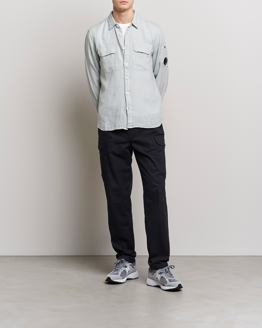 Men | Shirts | C.P. Company | Long Sleeve Linen Shirt Ocean