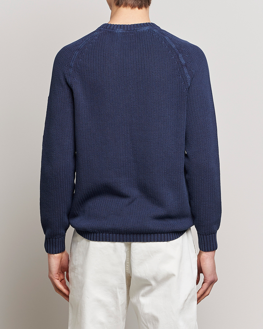 Men | Sweaters & Knitwear | C.P. Company | Cotton Crepe Special Dyed Knitted Crewneck Navy