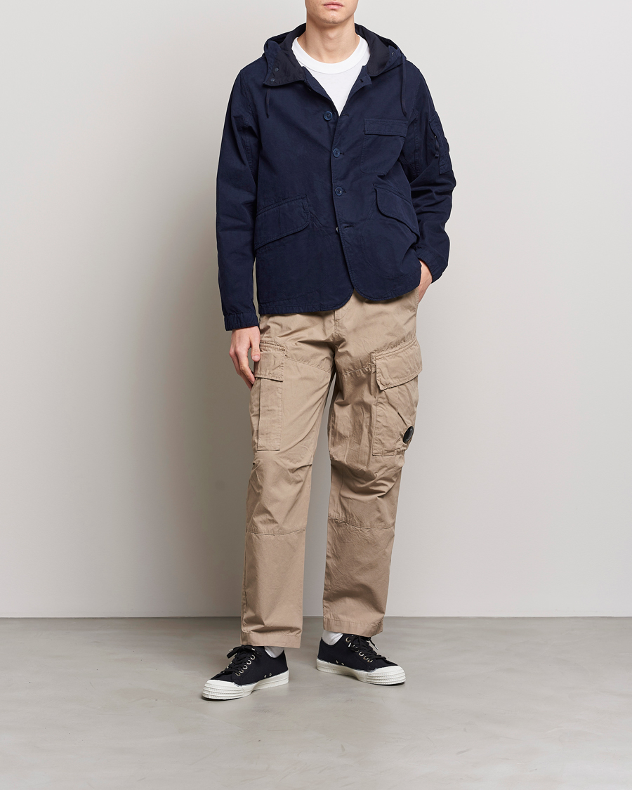 C.P. Company MAIS-B Canvas Weave Garment Dyed Jacket Navy at