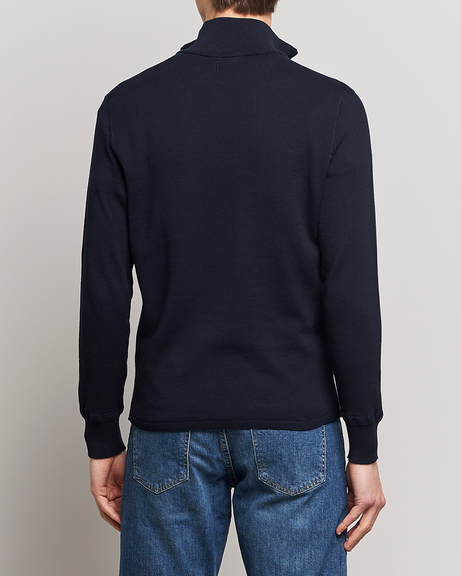 Men | Sweaters & Knitwear | C.P. Company | Metropolis Cotton Crepe Half Zip Navy
