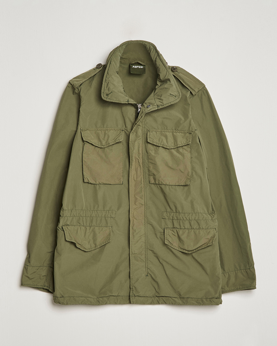 Men | Coats & Jackets | Aspesi | Giubotto Garment Dyed Field Jacket Army Green