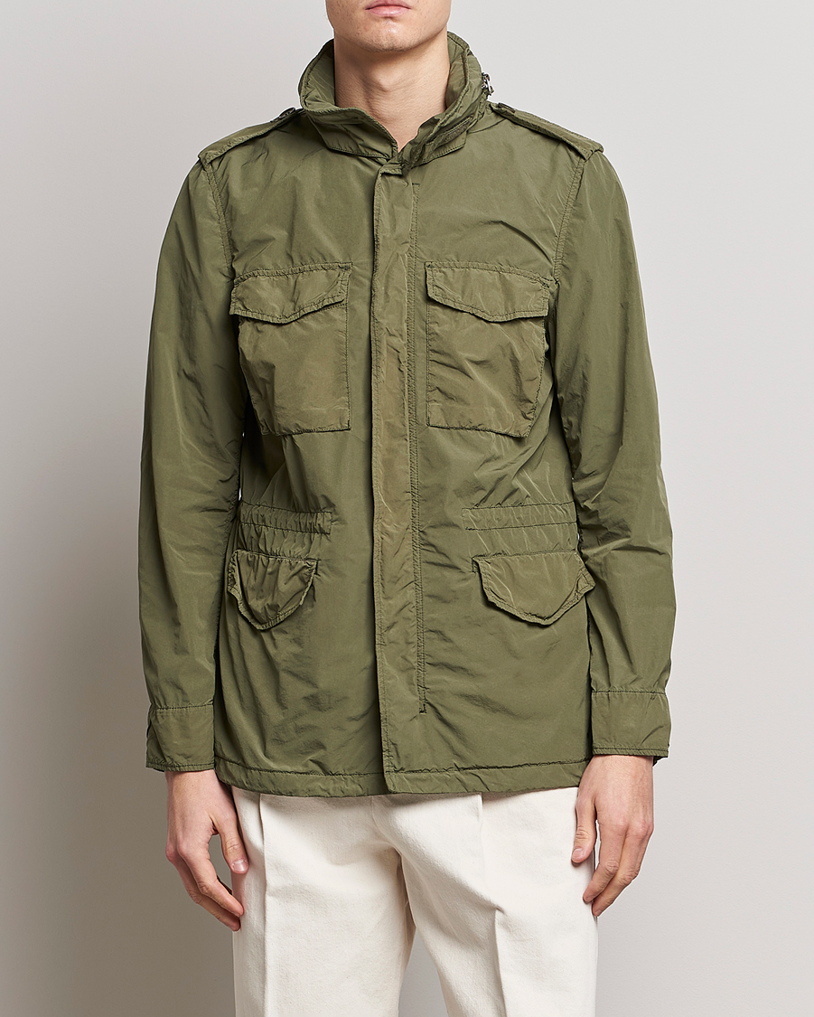 Men | Spring Jackets | Aspesi | Giubotto Garment Dyed Field Jacket Army Green