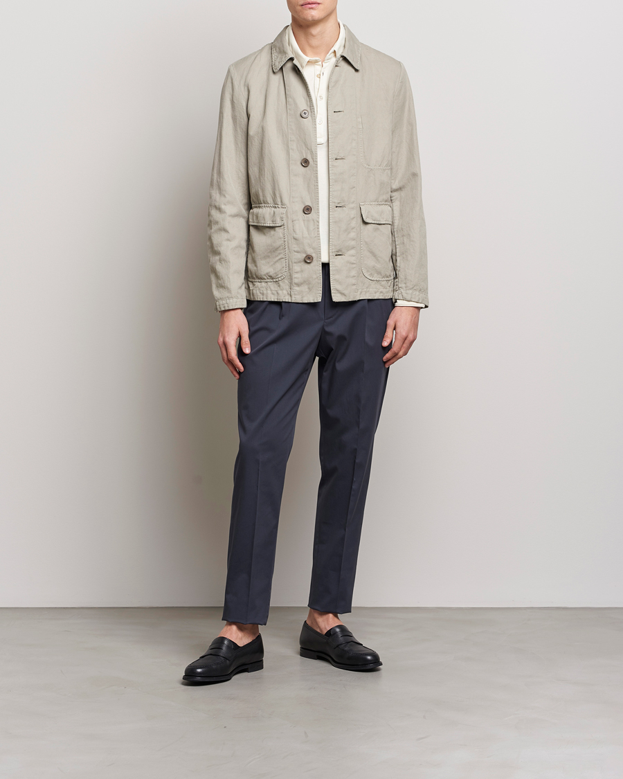 Men | Coats & Jackets | Aspesi | Tadao Cotton/Linen Shirt Jacket Khaki
