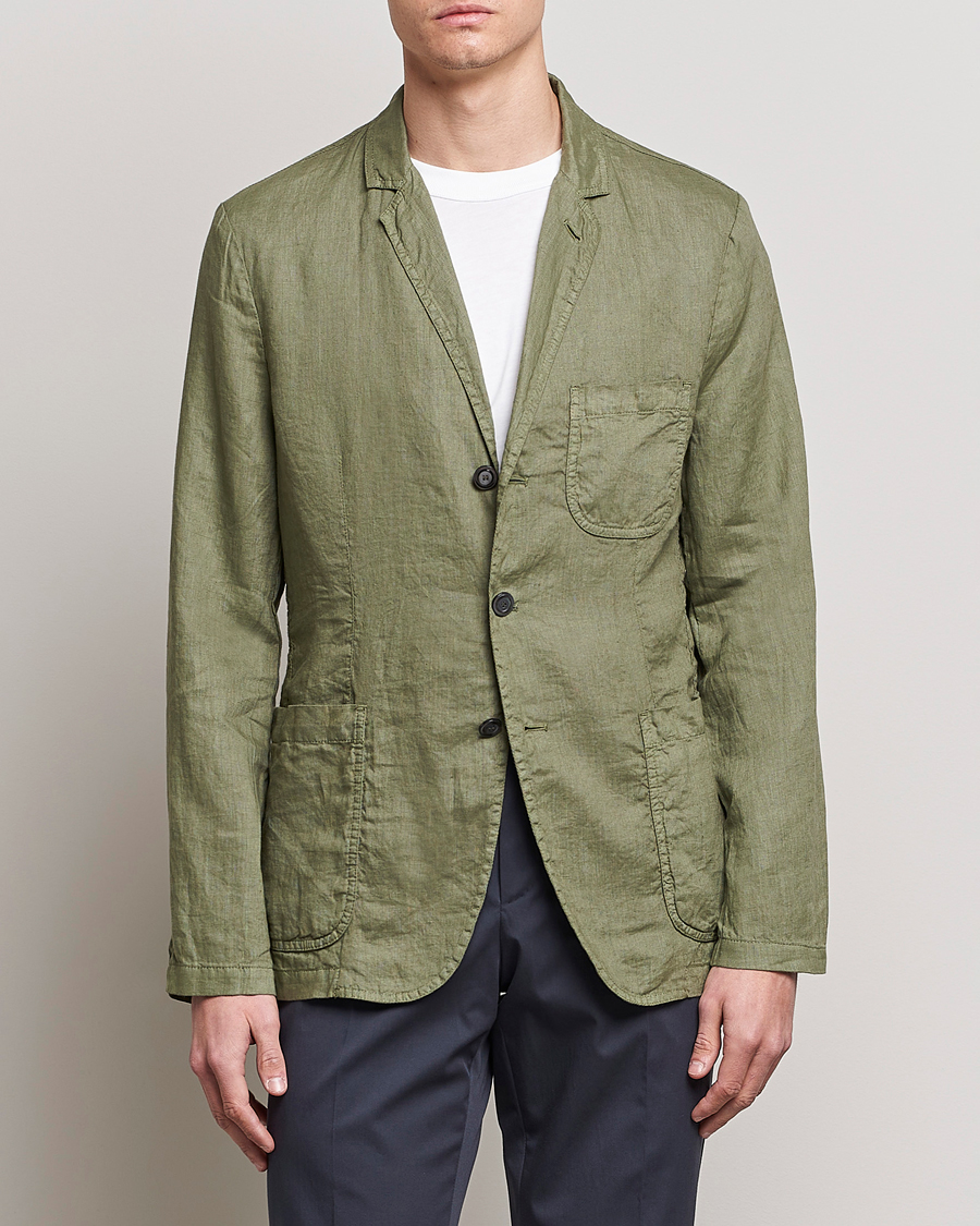 Men | The Linen Closet | Aspesi | Samuraki Linen Blazer Army Green