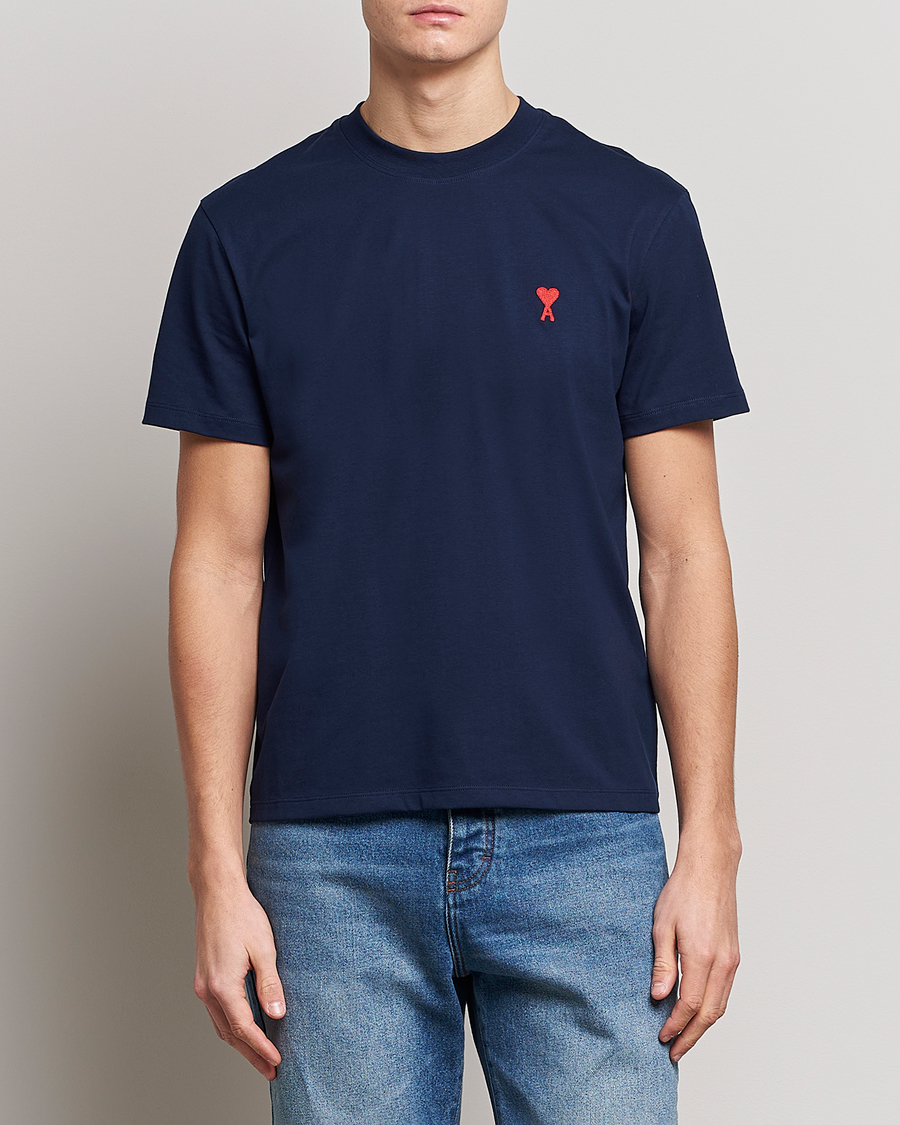 Men | Short Sleeve T-shirts | AMI | Heart Logo T-Shirt Navy