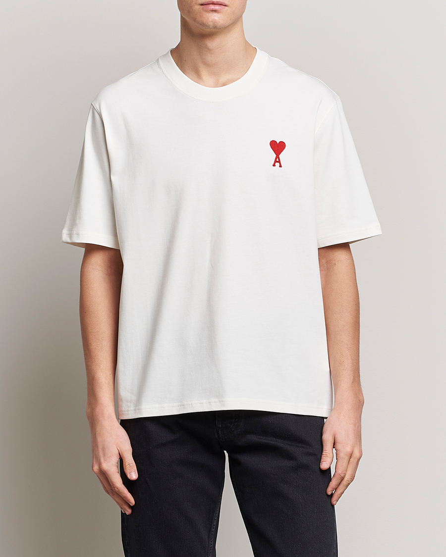 Men | T-Shirts | AMI | Big Heart Short Sleeve T-Shirt Natural White
