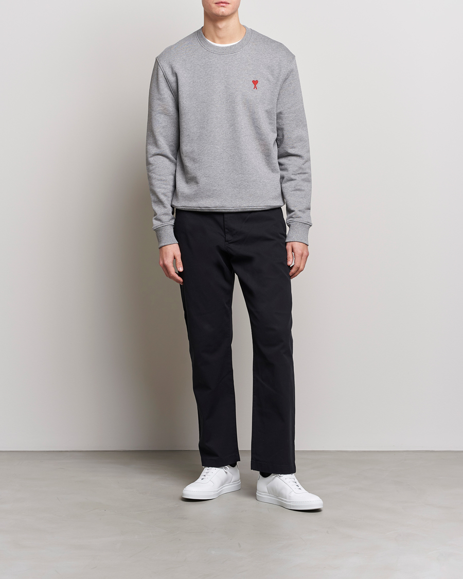 Men | Sweaters & Knitwear | AMI | Heart Logo Sweatshirt Heather Grey