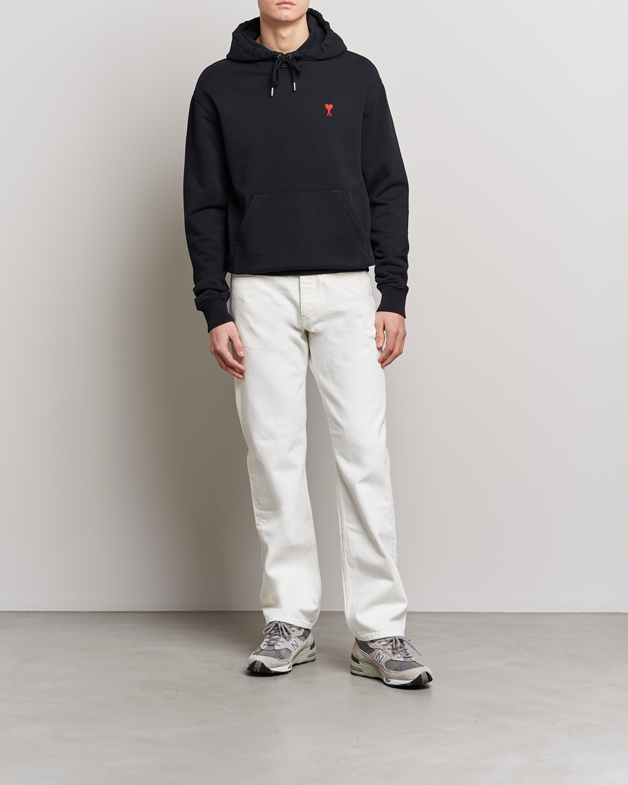 Men | Sweaters & Knitwear | AMI | Heart Logo Hoodie Black