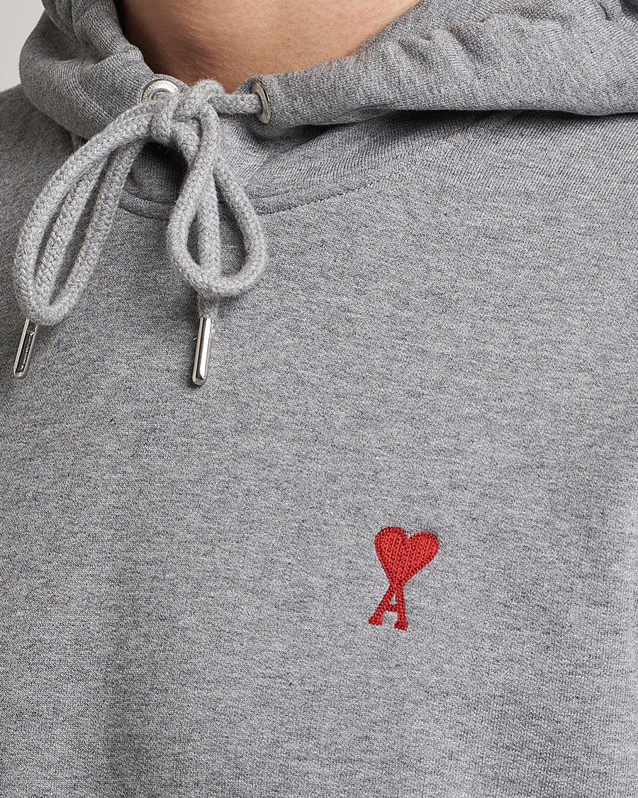 Men | Sweaters & Knitwear | AMI | Heart Logo Hoodie Heather Grey