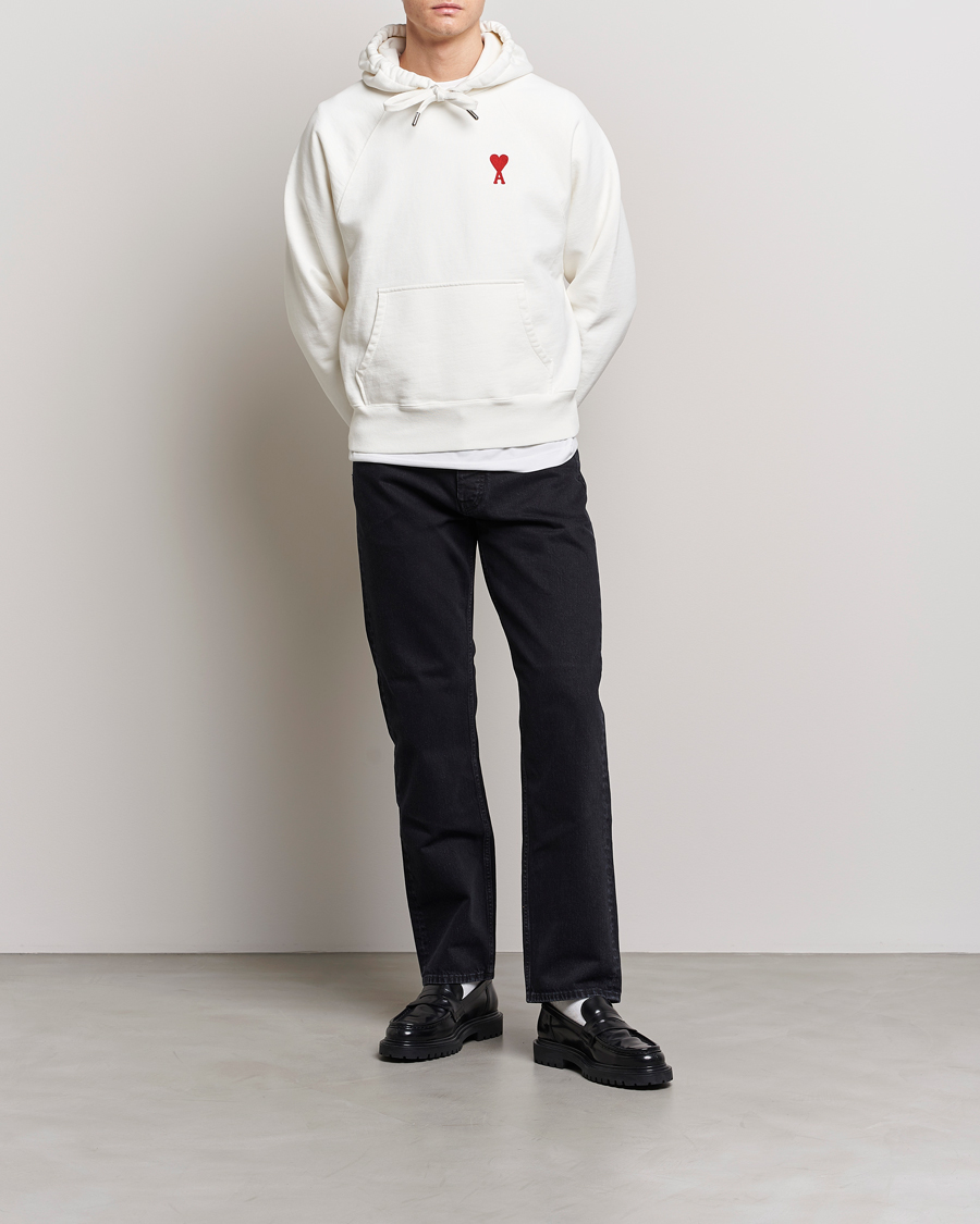 Men | Sweaters & Knitwear | AMI | Big Heart Logo Hoodie Natural White