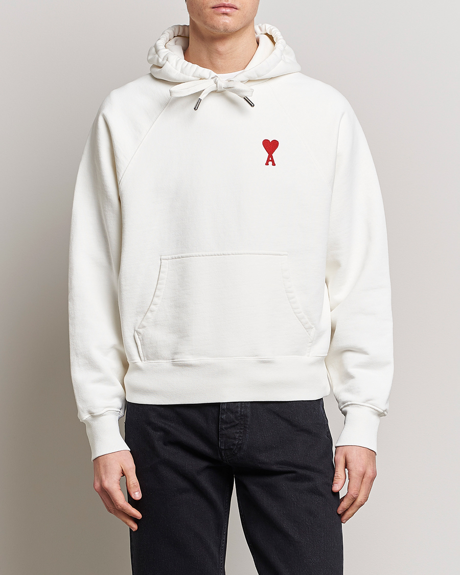 Men | Hooded Sweatshirts | AMI | Big Heart Logo Hoodie Natural White