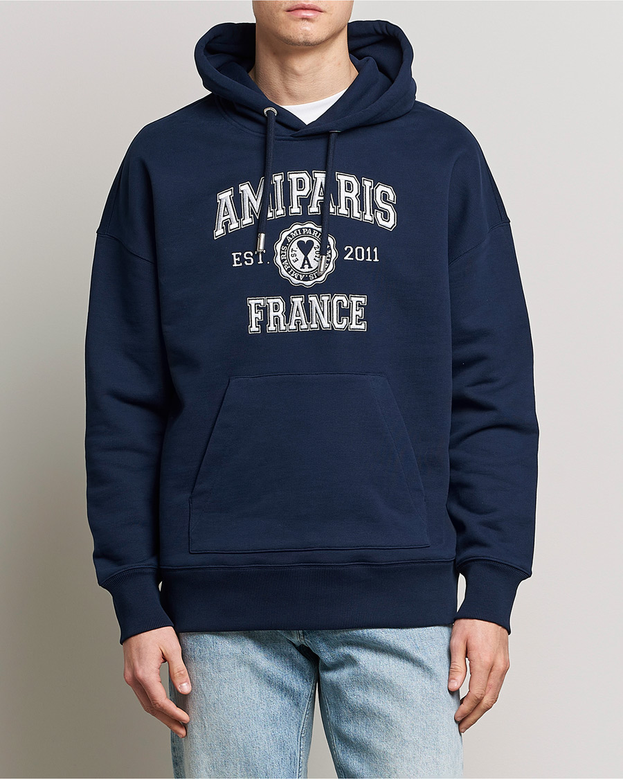 Men | Hooded Sweatshirts | AMI | Paris College Hoodie Navy