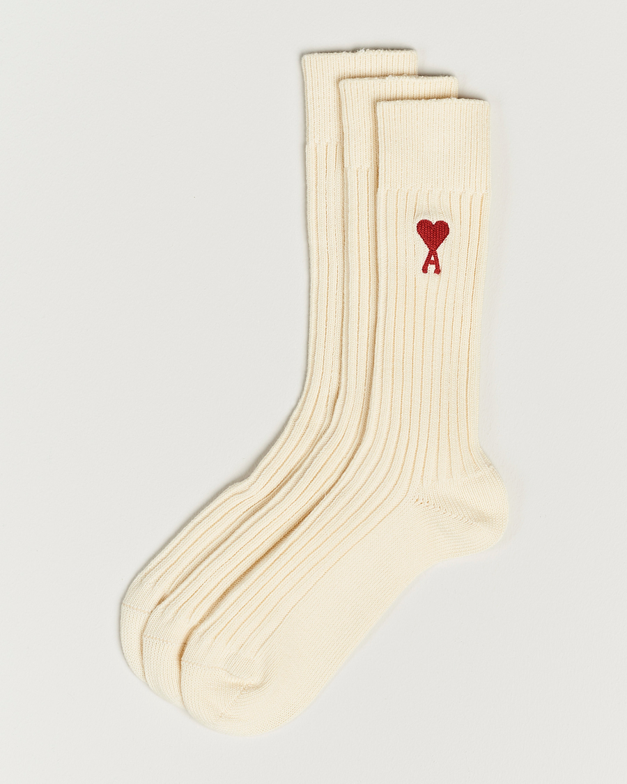 Men | Underwear & Socks | AMI | 3-Pack Heart Socks White