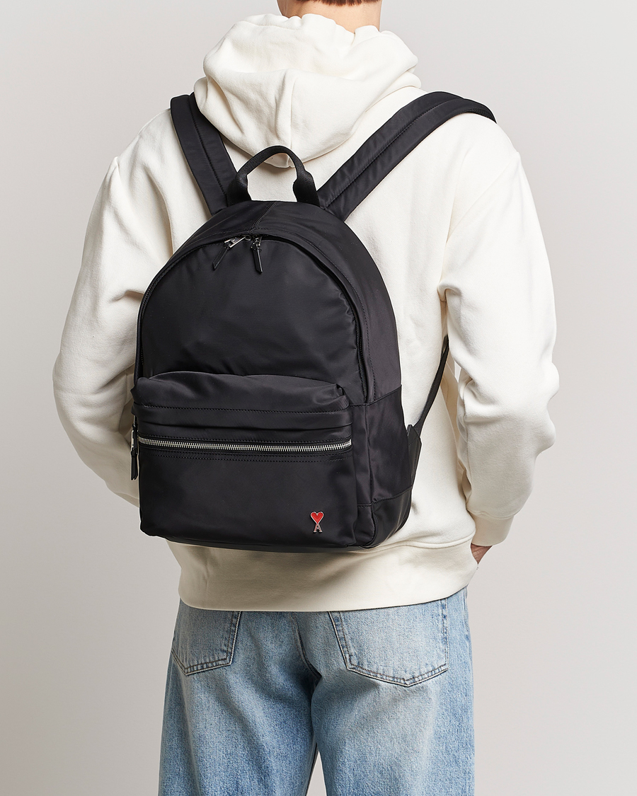 Men | Bags | AMI | Heart Logo Backpack Black