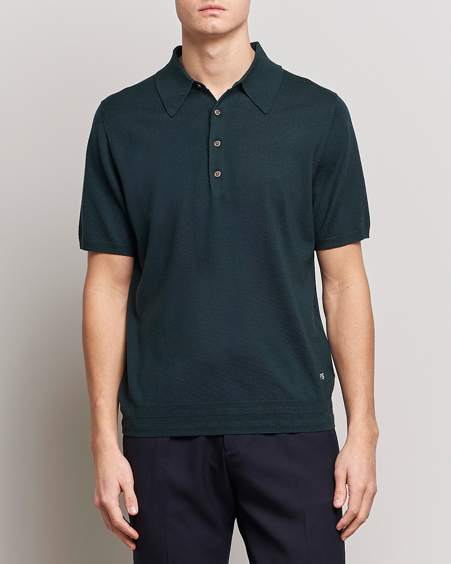 Men | Knitted Polo Shirts | PS Paul Smith | Merino Wool Polo  Green