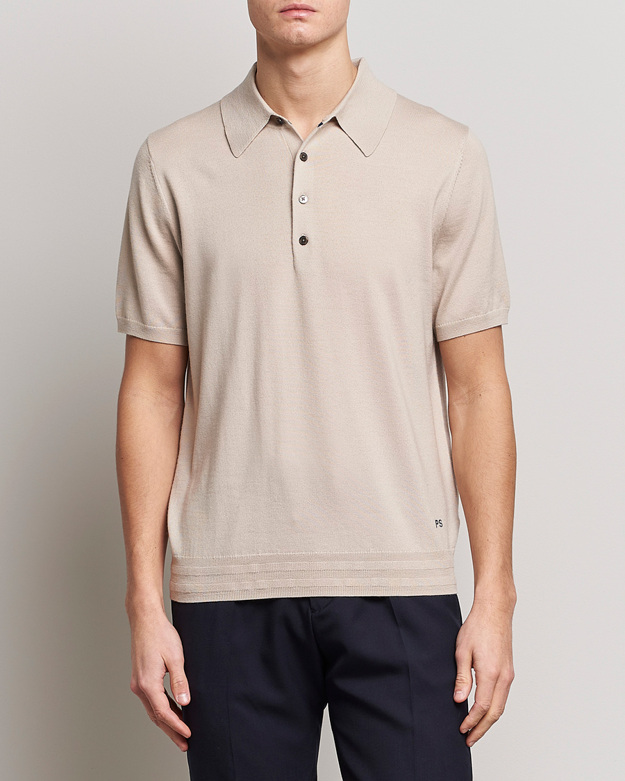 Men | Knitted Polo Shirts | PS Paul Smith | Merino Wool Polo  Brown