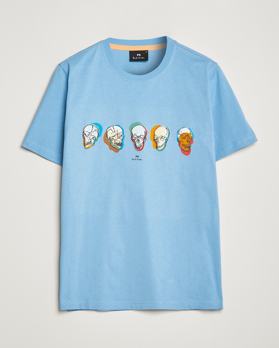 Men | T-Shirts | PS Paul Smith | Organic Cotton Skull T-Shirt Light Blue