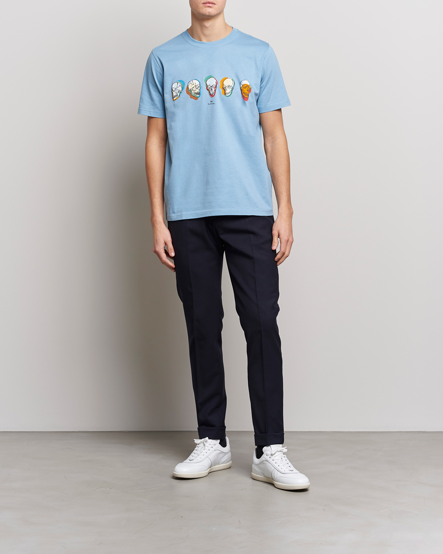 Men | T-Shirts | PS Paul Smith | Organic Cotton Skull T-Shirt Light Blue