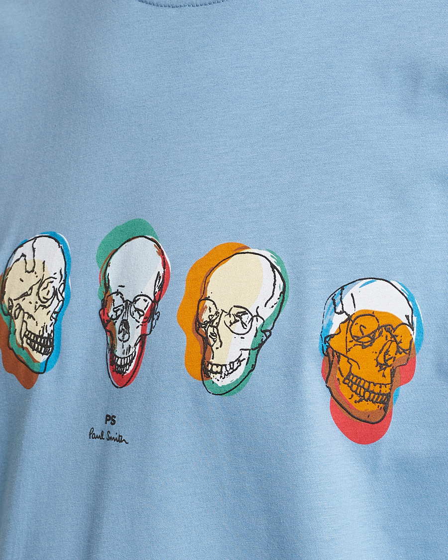 Men | T-Shirts | PS Paul Smith | Organic Cotton Skull T-Shirt Light Blue