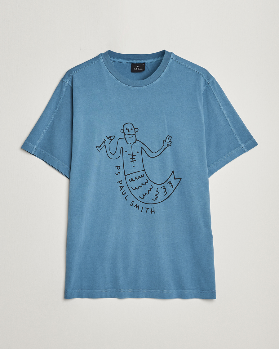 PS Paul Smith Organic Cotton Manmaid T-Shirt Blue at CareOfCarl.com